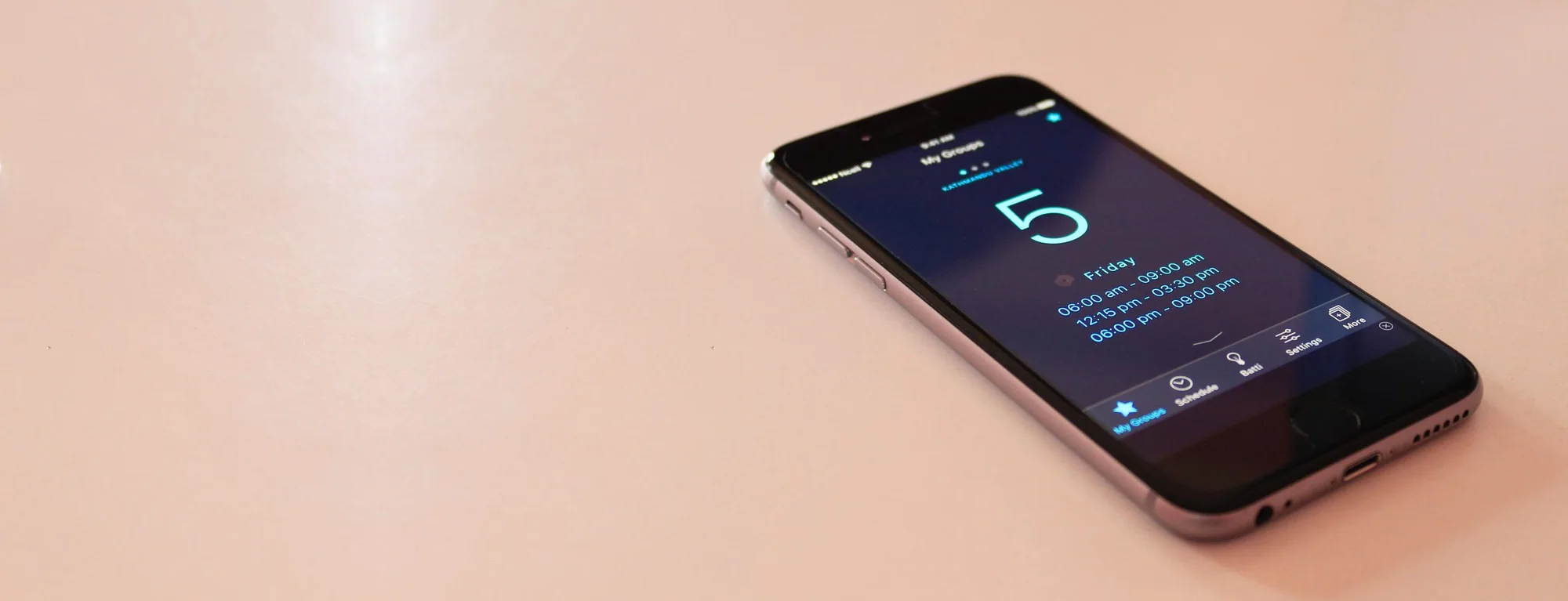 The Battigayo app on an iPhone, showing the day’s power-cut hours
