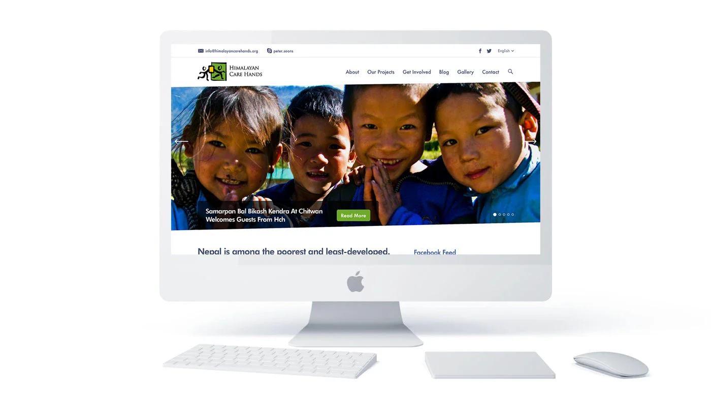 The Himalayan Care Hands website’s home page