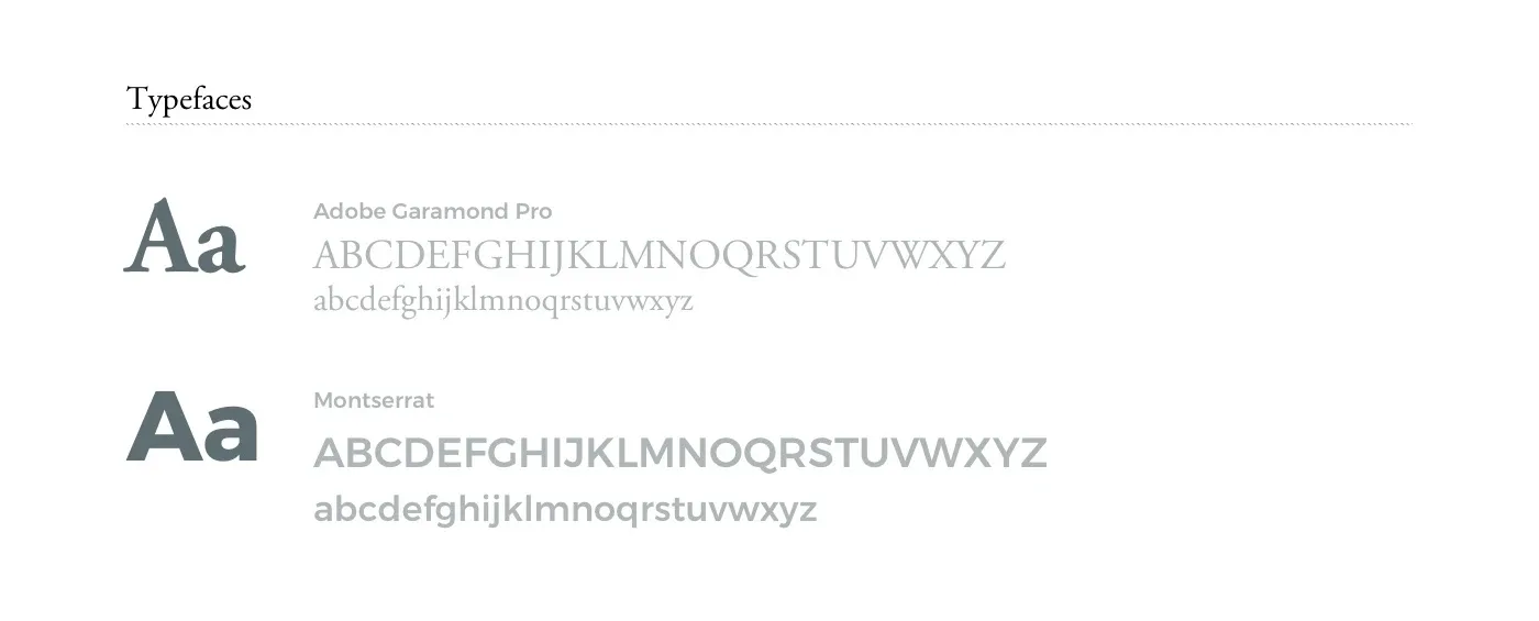 The two typefaces: Adobe Garamond Pro and Montserrat