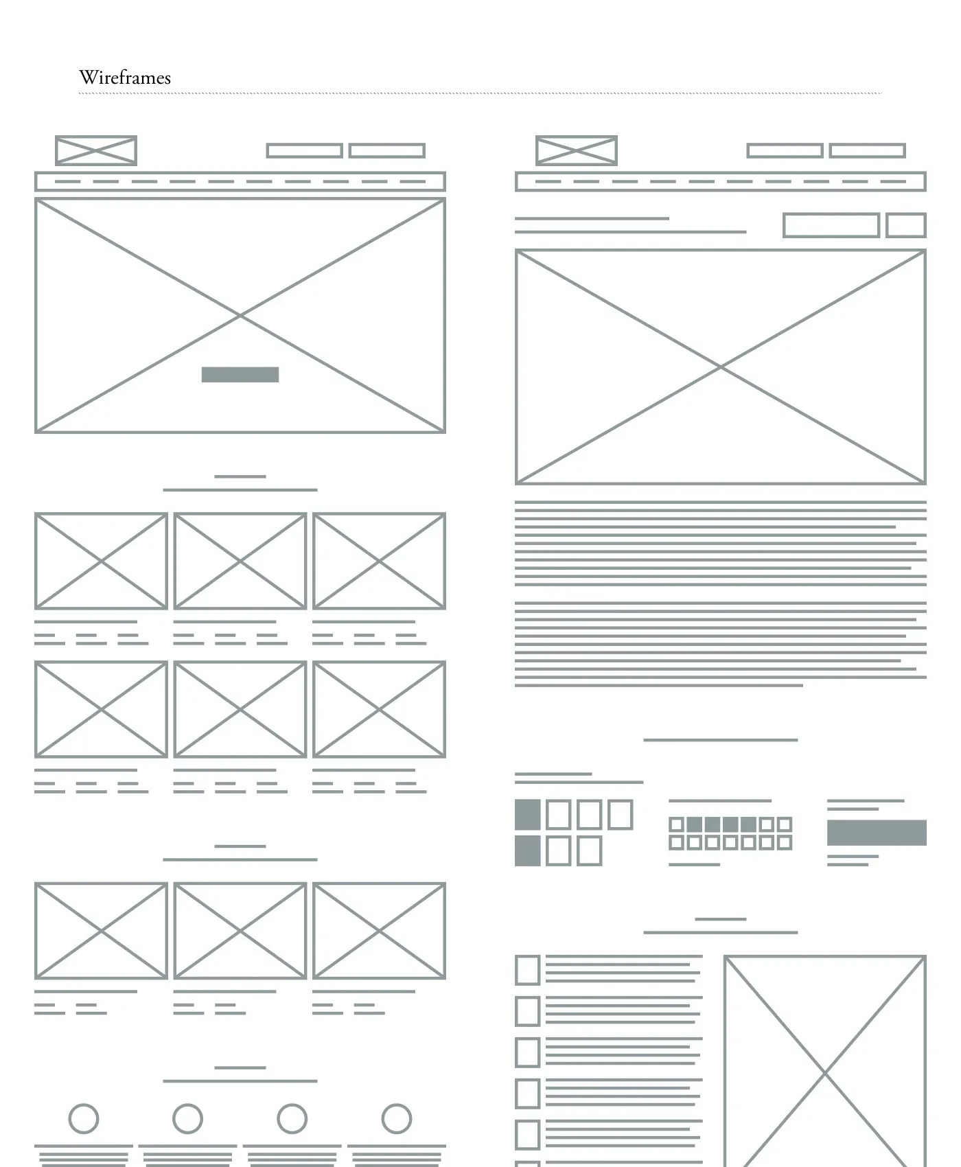 Wireframes for the home and trip pages
